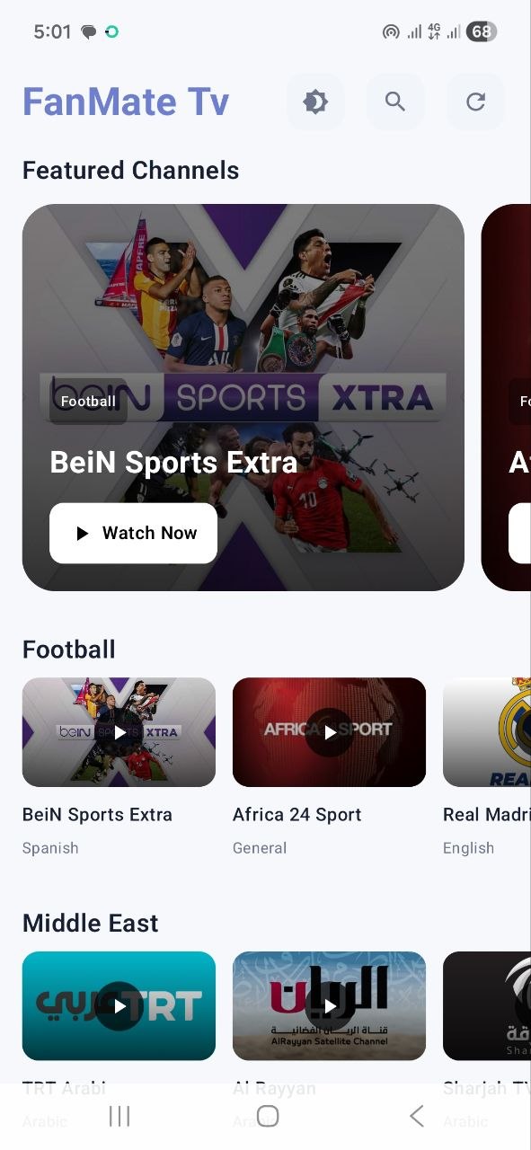 FanMate TV App Screenshot - Live Football Streaming